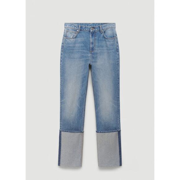 Mango Turned-Up Straight Jeans - 8 - Blue - Picture 1 of 7